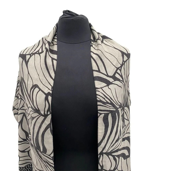 Pashmina Wool Shawl with Silky Tassel Fringe Feathers and Beading NWT - Picture 2 of 14